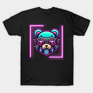 neon cyberpunk bear graphic T-Shirt